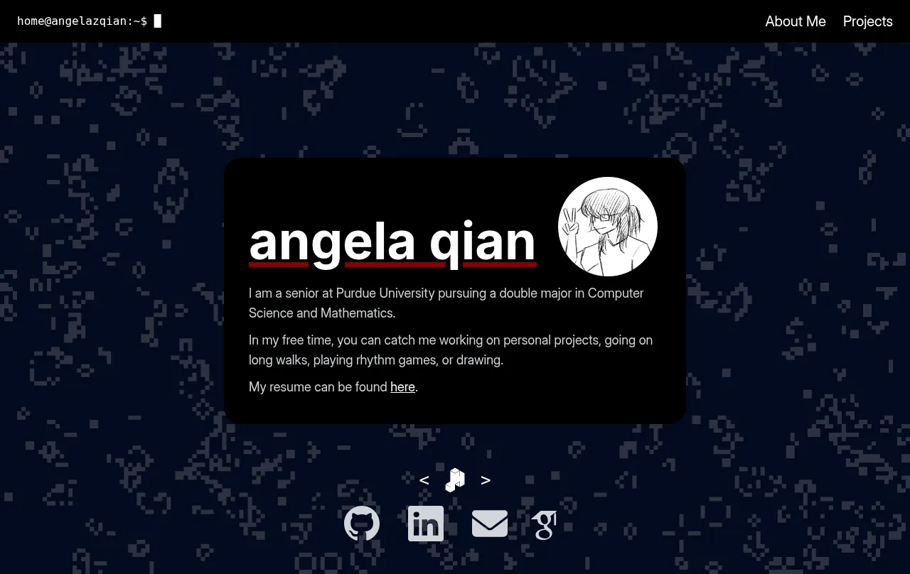 Preview of angela's website