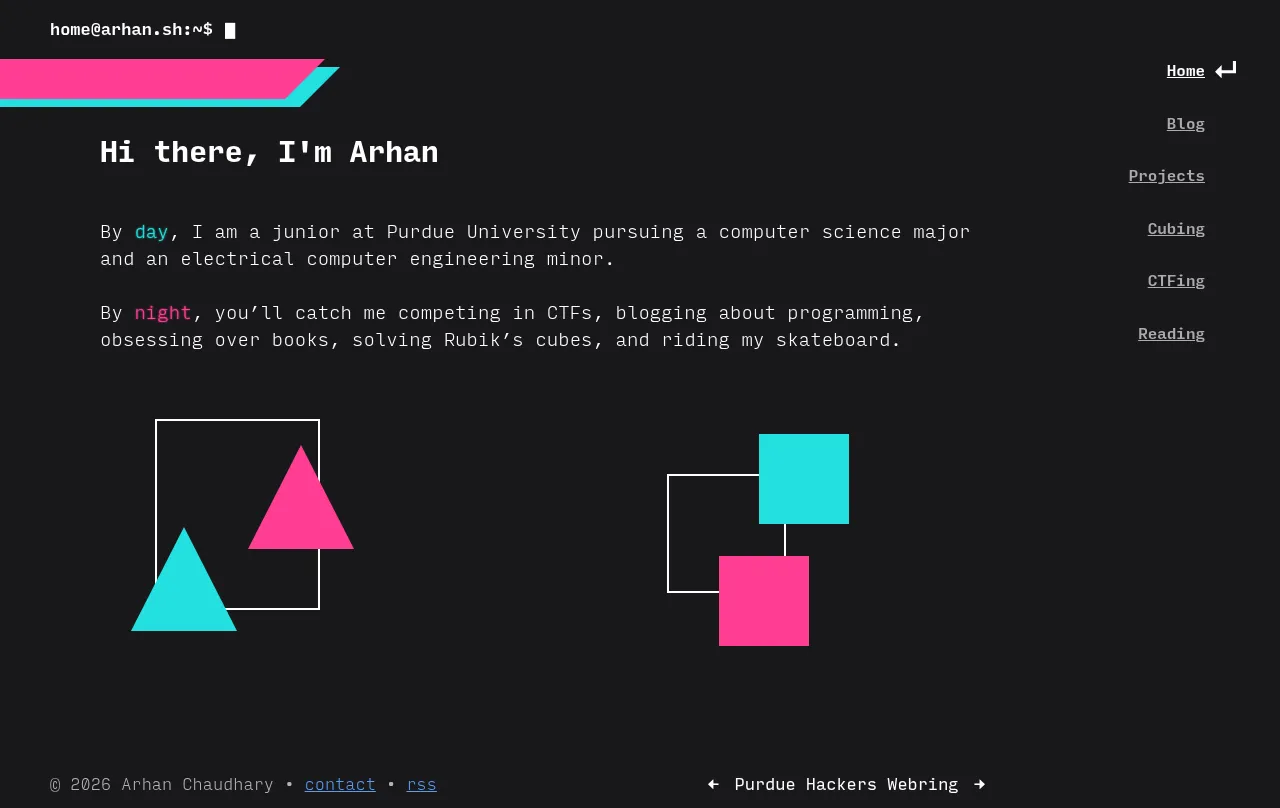 Preview of arhan's website