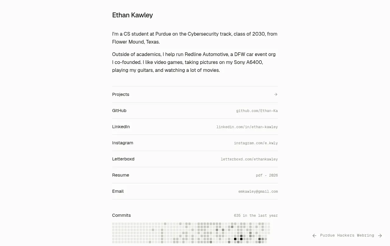 Preview of ethankawley's website