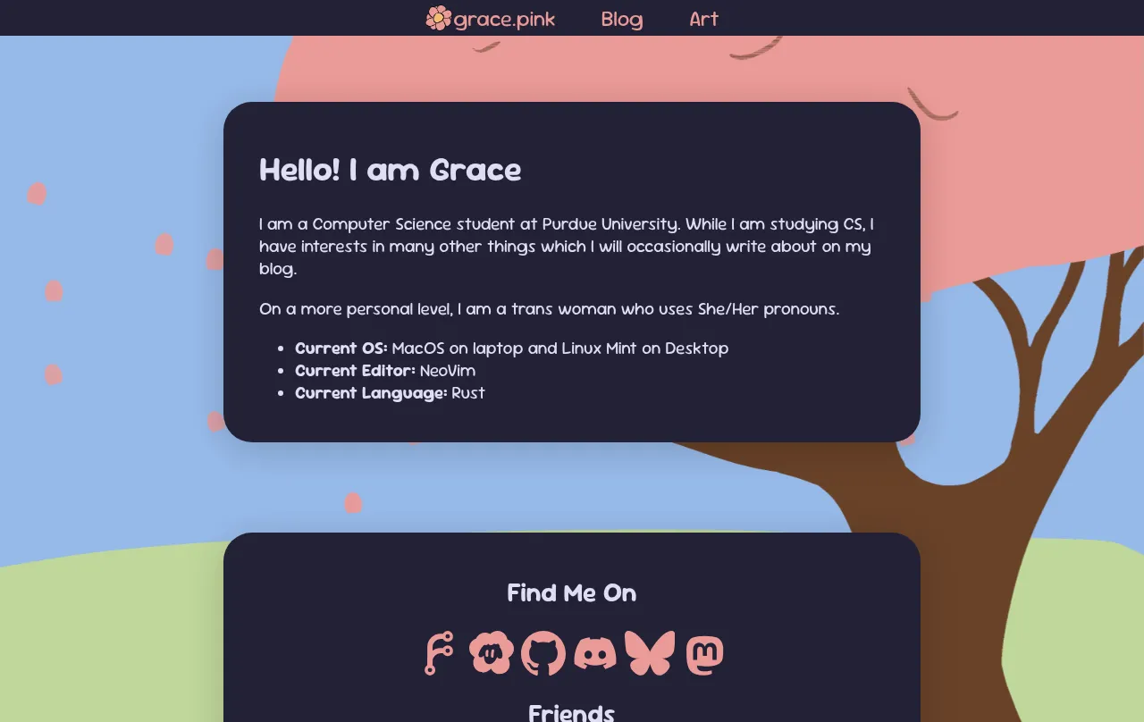 Preview of grace's website