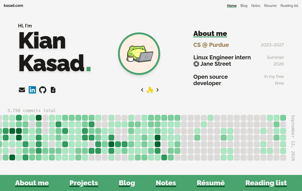 Preview of kian's website