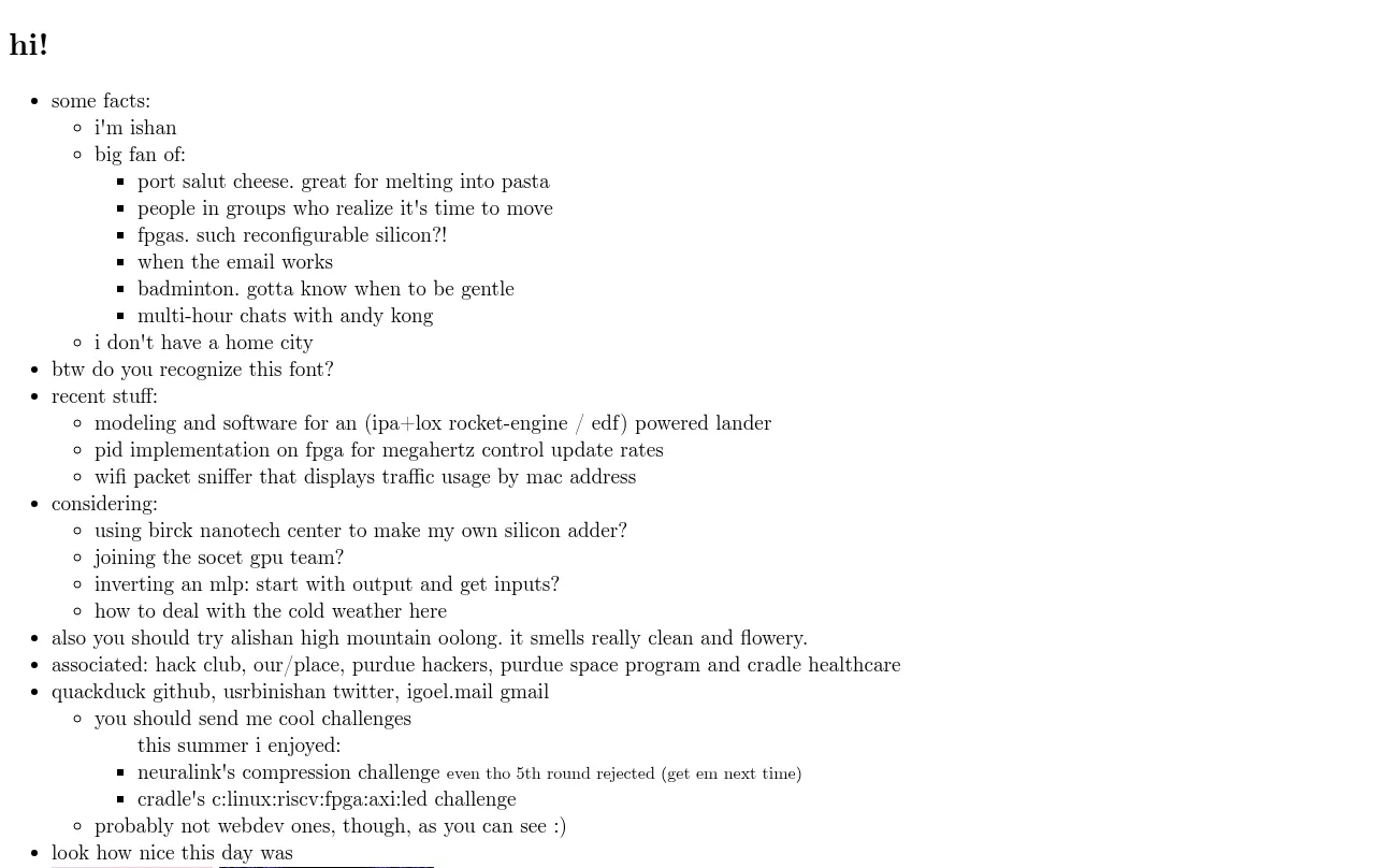 Preview of ishan's website