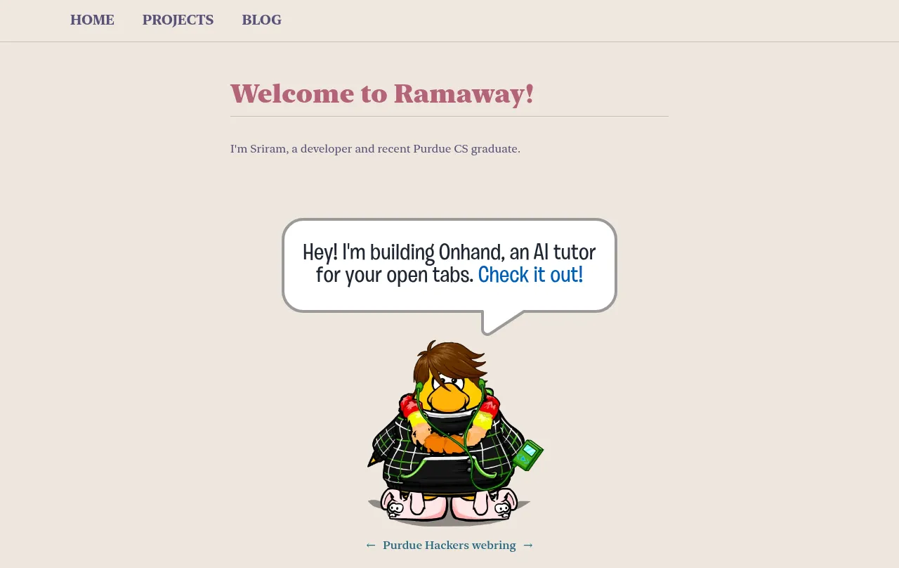 Preview of sriram's website