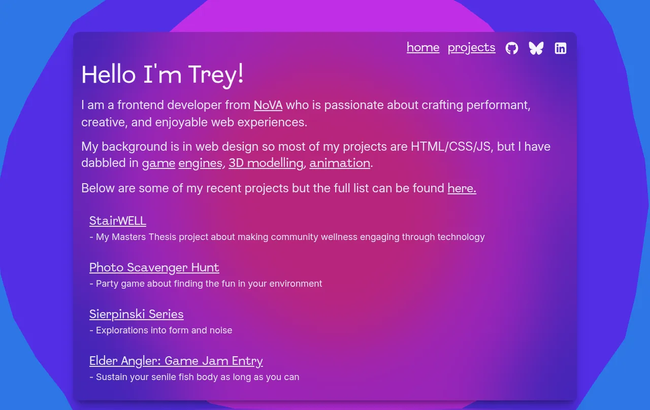 Preview of trey's website