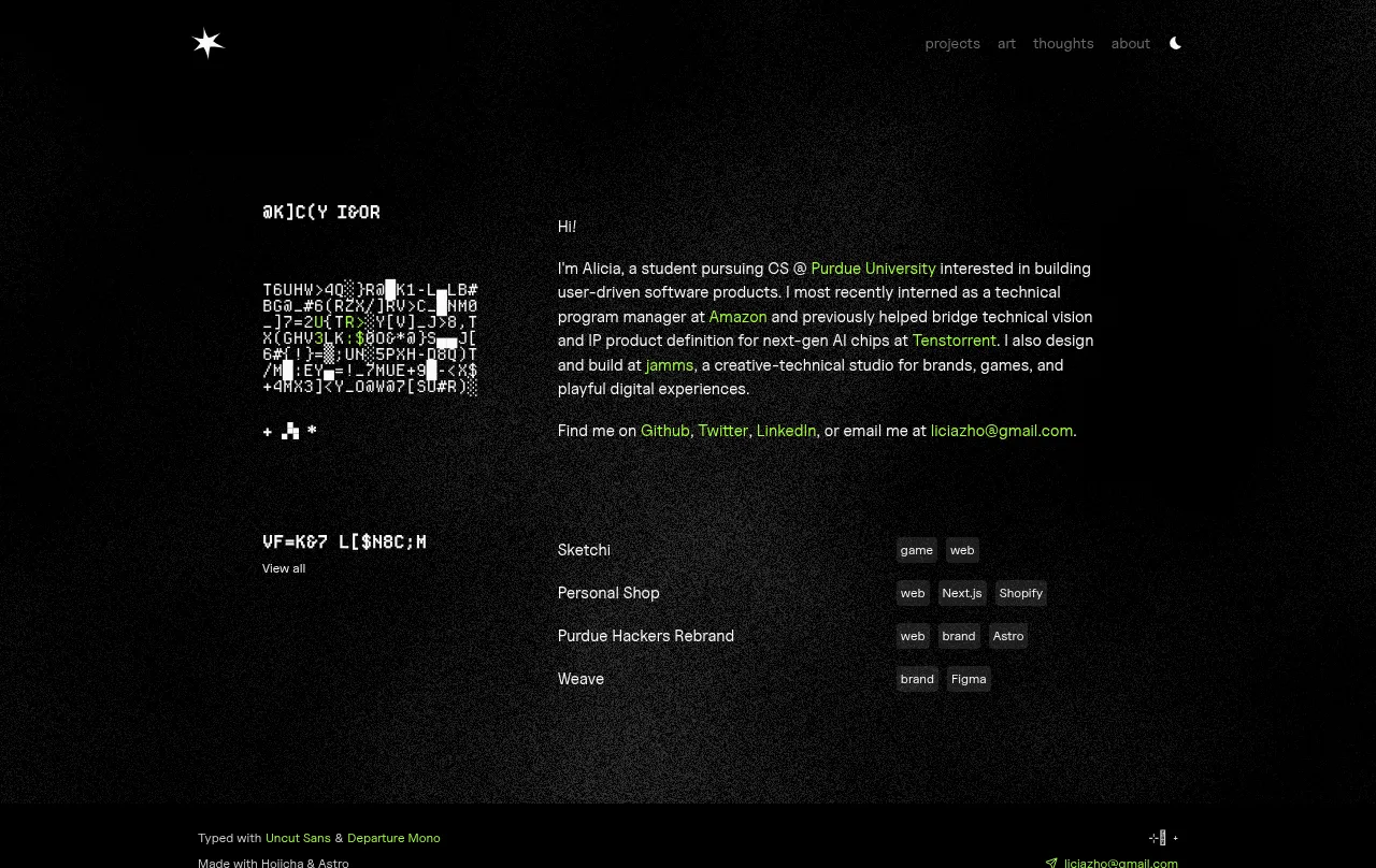 Preview of alicia's website